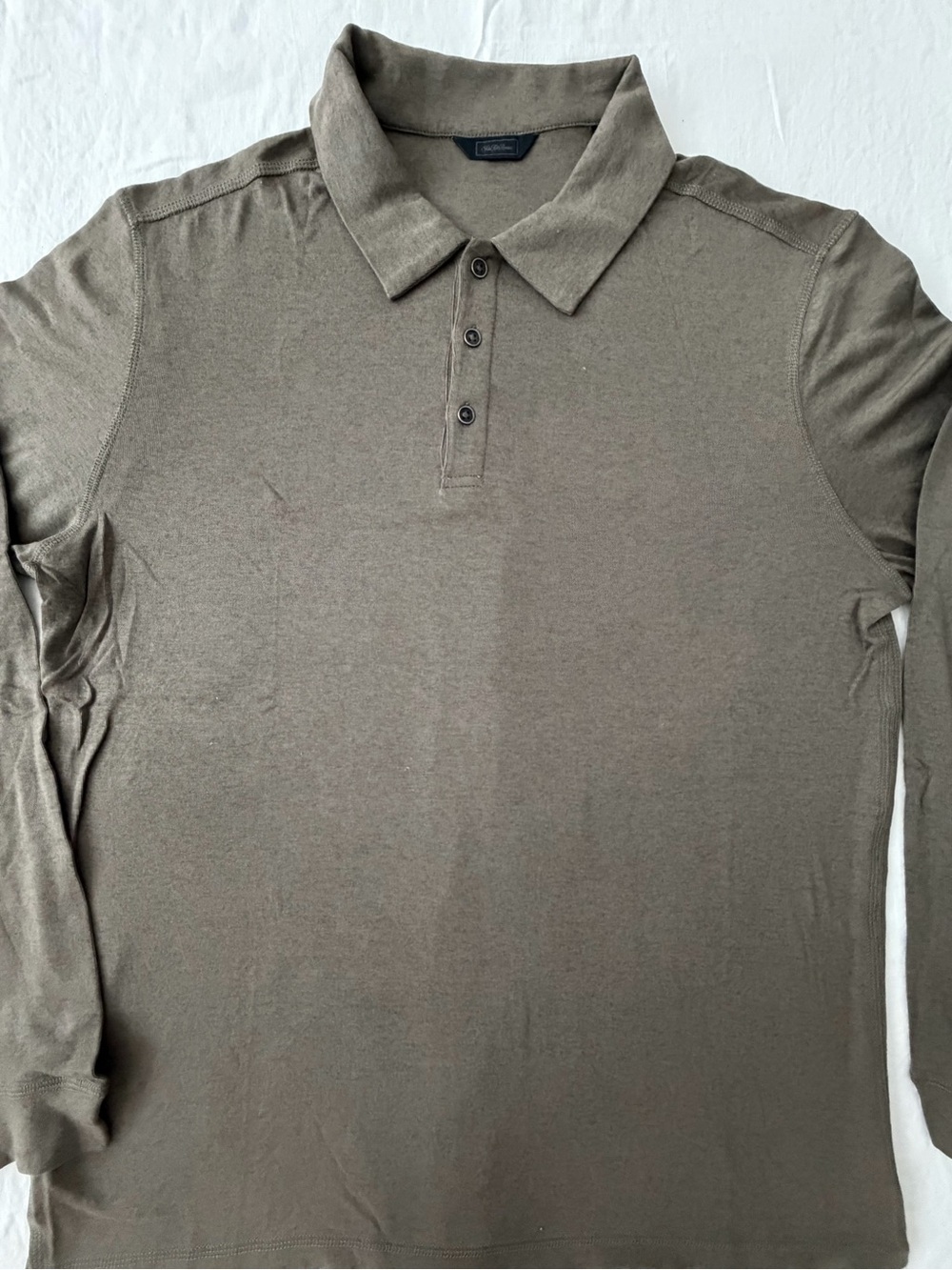 Saks Fifth Avenue Olive Brown Long-Sleeve Polo